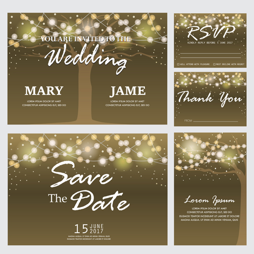 Halation tree with wedding invitation card vector 02 wedding tree invitation halation card   