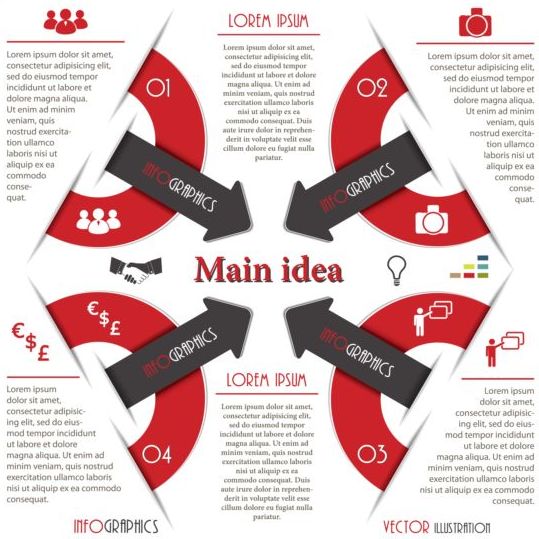 Red with black infographic creative vector 09 red infographic creative black   