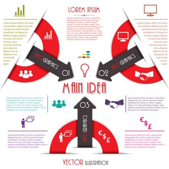 Red with black infographic creative vector 08 red infographic creative black   
