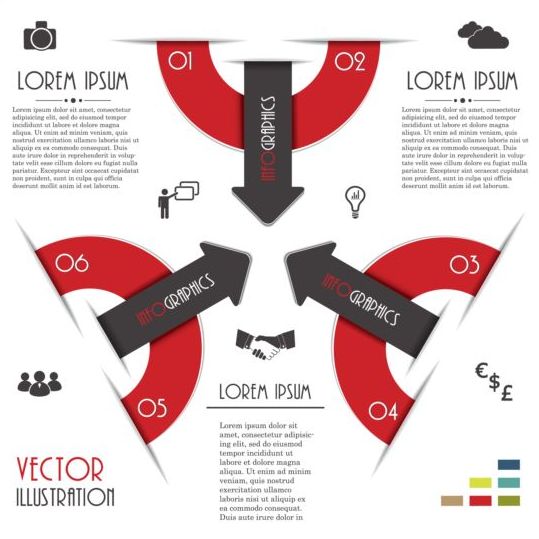 Red with black infographic creative vector 07 red infographic creative black   