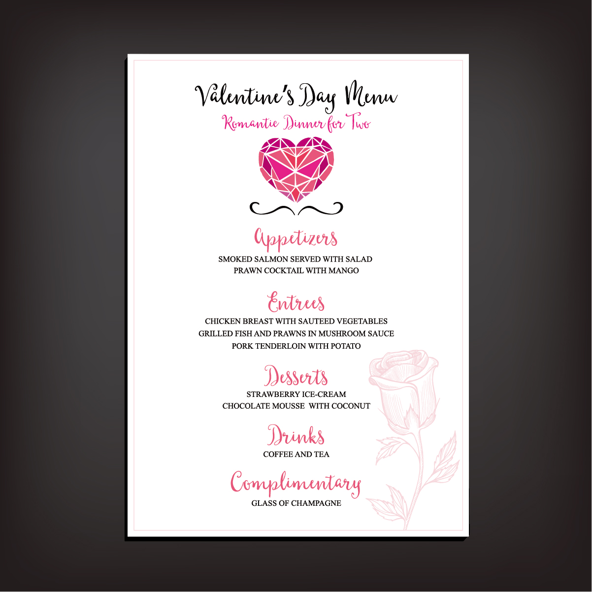 Valentines day restaurant menu vintage vector 03 vintage valentines restaurant menu   