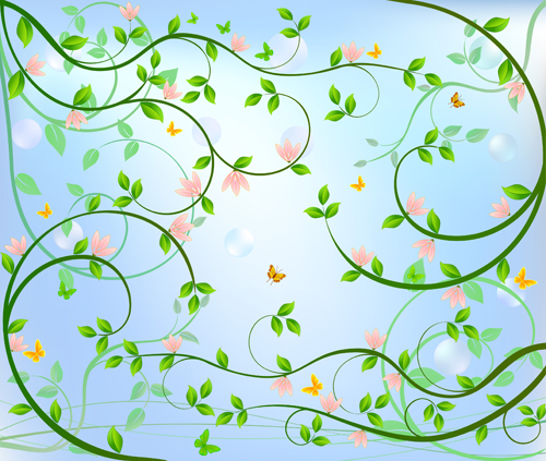 Green leaves with abstract background vector 02 leaves green background abstract   