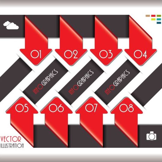 Red with black infographic creative vector 05 red infographic creative black   