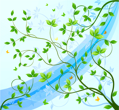 Green leaves with abstract background vector 01 leaves green background abstract   