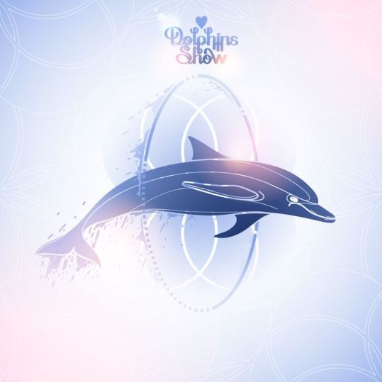 Blue dolphin with summer background vector 02 summer dolphin blue background   