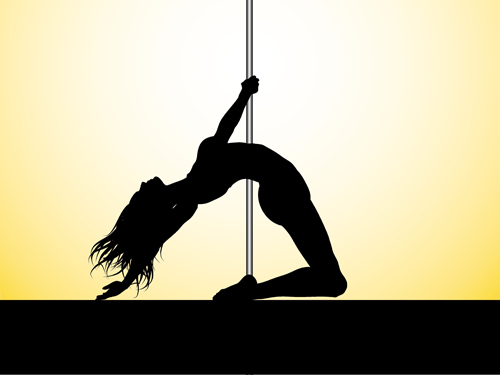 Pole dancer silhouetter vector material 06 silhouetter pole dancer   