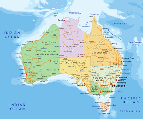 Australia physical map vector graphics 02 physical map Australia   