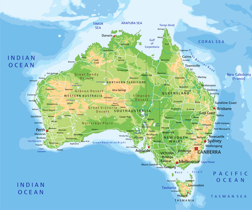 Australia physical map vector graphics 01 physical map Australia   