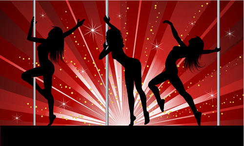 Pole dancer silhouetter vector material 02 silhouetter pole dancer   