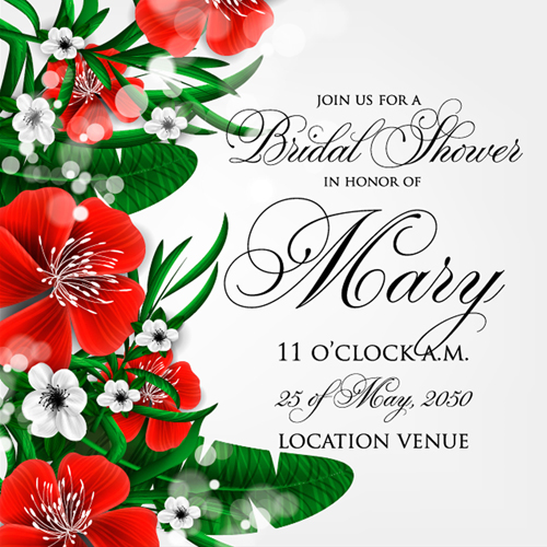 Hibiscus flowers with wedding invitation card vector 04 wedding invitation hibiscus flowers card   