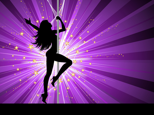 Pole dancer silhouetter vector material 01 silhouetter pole dancer   