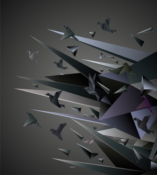 Flying origami birds with modern background vector 04 origami modern flying birds background   