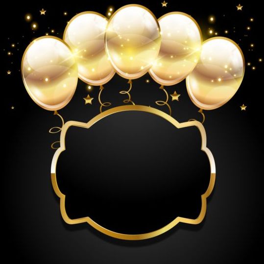 Golden balloon with black birthday background 03 golden black birthday balloon background   