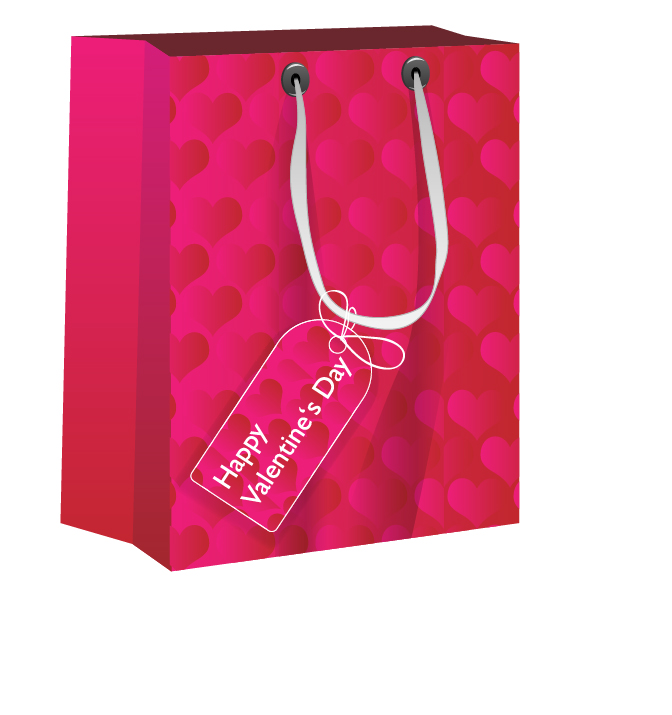 Valentines shopping bag with tags vector valentines tags shopping   