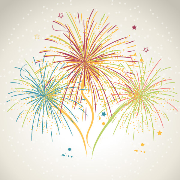 Hand drawn fireworks with stars vector background stars hand drawn Fireworks   
