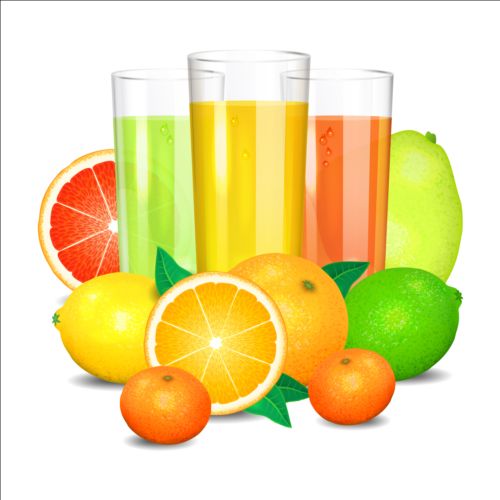 Fruits juices fresh vector material 02 juices fruits fresh   