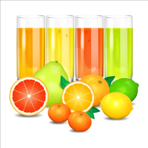 Fruits juices fresh vector material 01 juices fruits fresh   