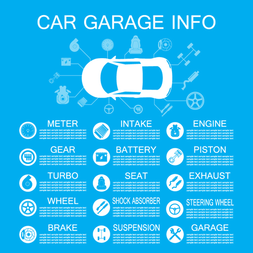 Car garage info template vector material template info garage car   