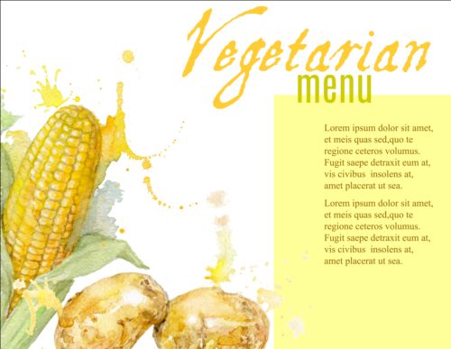 Vegetables menu watercolor vector 03 watercolor vegetables menu   