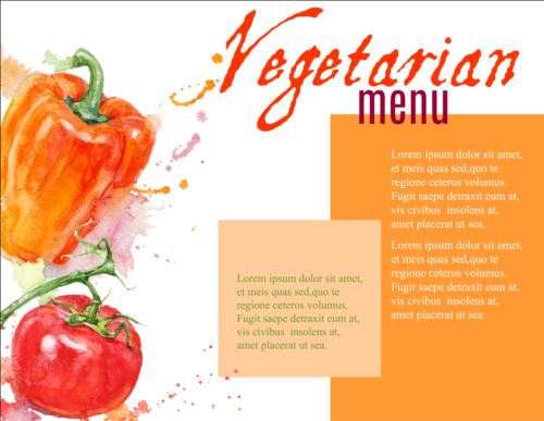 Vegetables menu watercolor vector 02 watercolor vegetables menu   