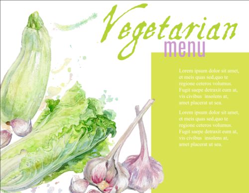 Vegetables menu watercolor vector 01 watercolor vegetables menu   