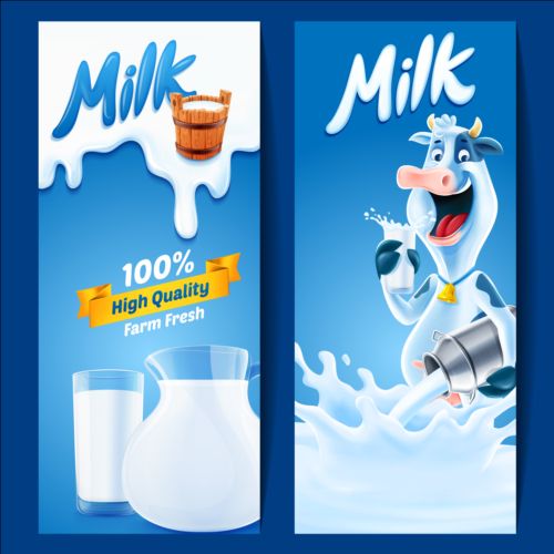 High quality milk vector banners quality milk high banners   