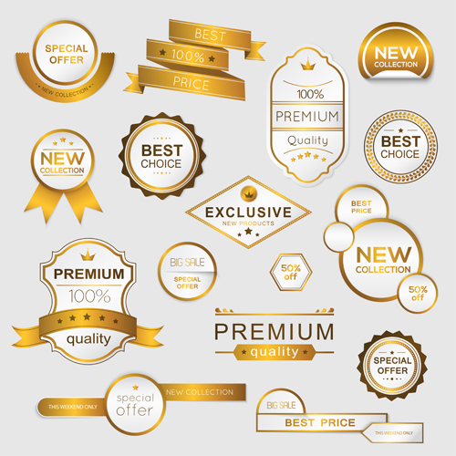 Golden high guality labels vector labels high guality golden   
