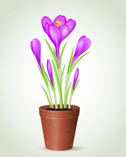 Purple flower and flowerpot vector purple flowerpot flower   