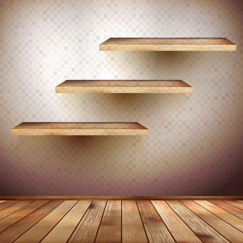 Shelf and wooden wall vector 03 wooden wall shelf   