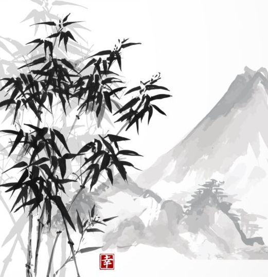 Bamboo chinese wash painting vector 06 wash painting chinese bamboo   