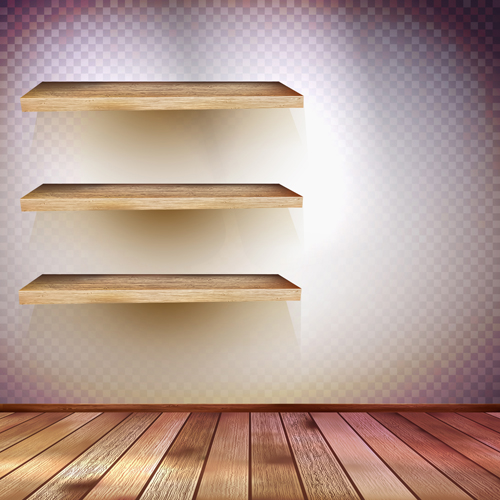 Shelf and wooden wall vector 02 wooden wall shelf   