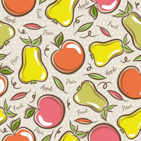 Fruits hand drawn vector seamless pattern 09 seamless pattern hand fruits drawn   