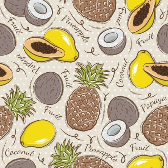 Fruits hand drawn vector seamless pattern 07 seamless pattern hand fruits drawn   