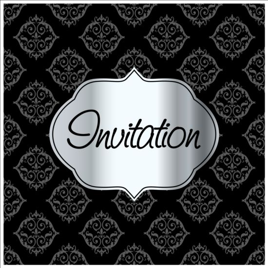Black with white invitation background vectors white invitation black background   