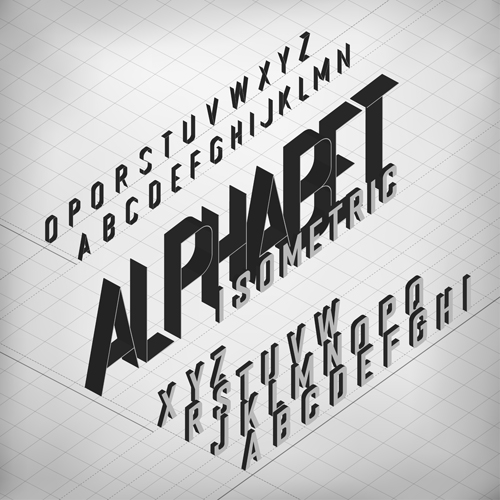 Set of 3D Isometric Alphabet Vector 03 isometric alphabet   