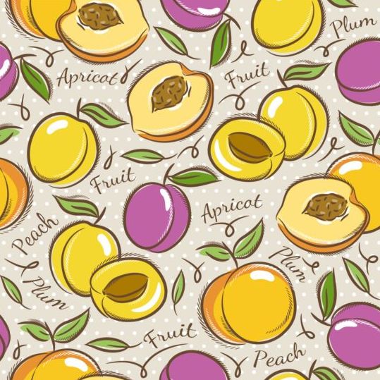 Fruits hand drawn vector seamless pattern 05 seamless pattern hand fruits drawn   