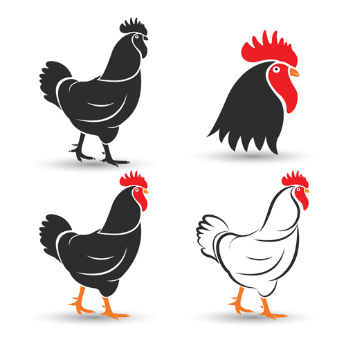Creative chicken logos vector design 08 logos creative chicken   