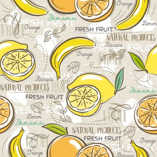 Fruits hand drawn vector seamless pattern 14 seamless pattern hand fruits drawn   