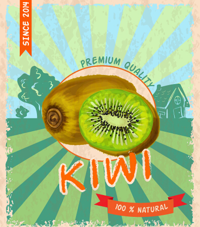 Retro grunge kiwi poster vector Retro font poster kiwi grunge   