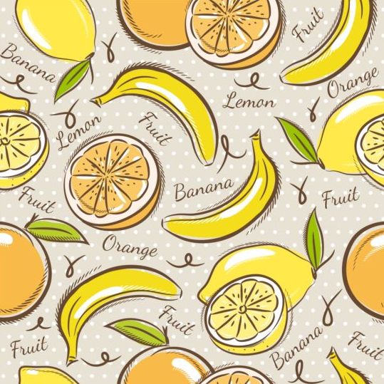 Fruits hand drawn vector seamless pattern 03 seamless pattern hand fruits drawn   