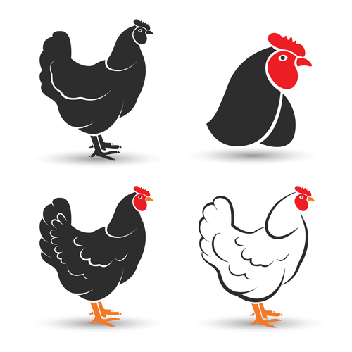 Creative chicken logos vector design 05 logos creative chicken   