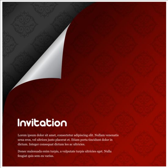 Curled corner invitation background vector invitation curled corner background   