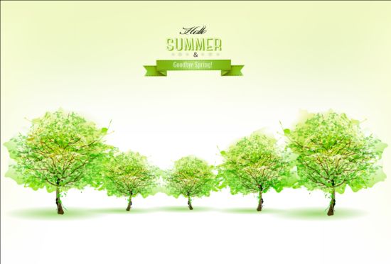 Summer nature background with green tree vector tree summer nature green background   