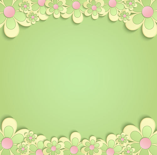 Cute paper flower with green background vector paper green flower cute background   