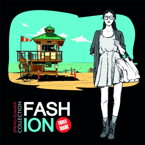 Young fashion elements poster vector 05 young poster fashion elements fashion elements element   