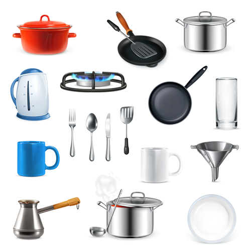 Kitchen utensils design elements vector set 01 utensils kitchen elements design   