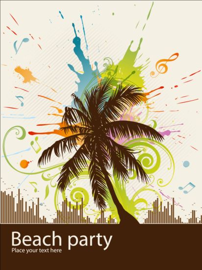 Tropical summer palm with beach party background tropical summer party Palm beach background   