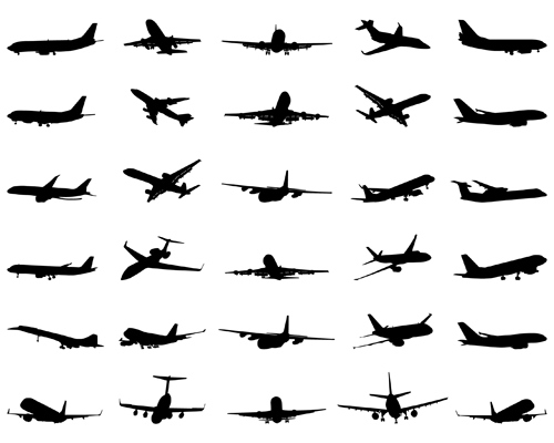 Silhouette aircraft set vector 01 silhouette aircraft   