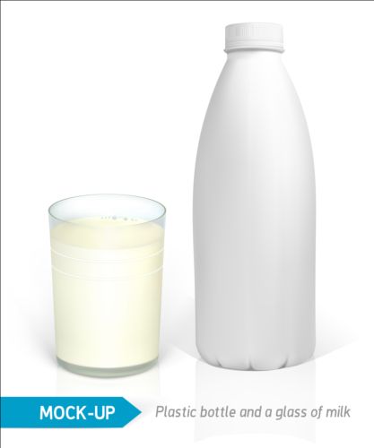 Milk bottle package with glass cup vectors package milk glass cup bottle   