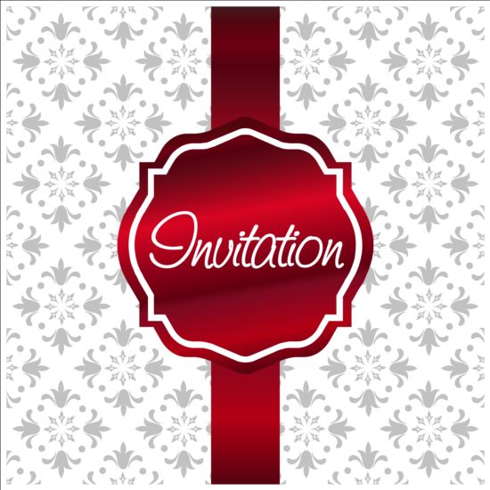 Ornate invitation background red with white vector 02 ornate invitation background   